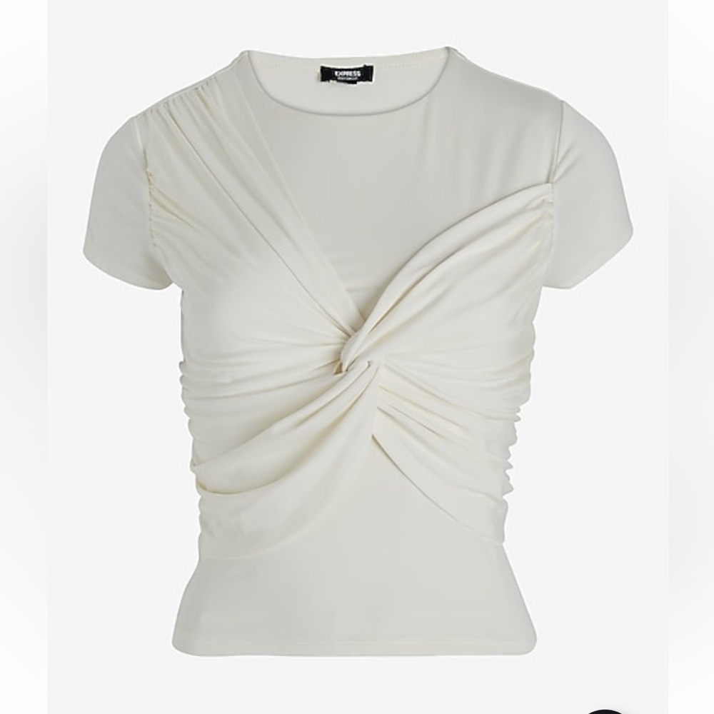 Women's Cream Twist Front Top